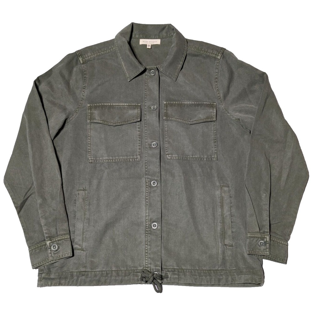 SIDE STITCH Los Angeles Women‎ Small Green Lyocell Cotton Lightweight Jacket